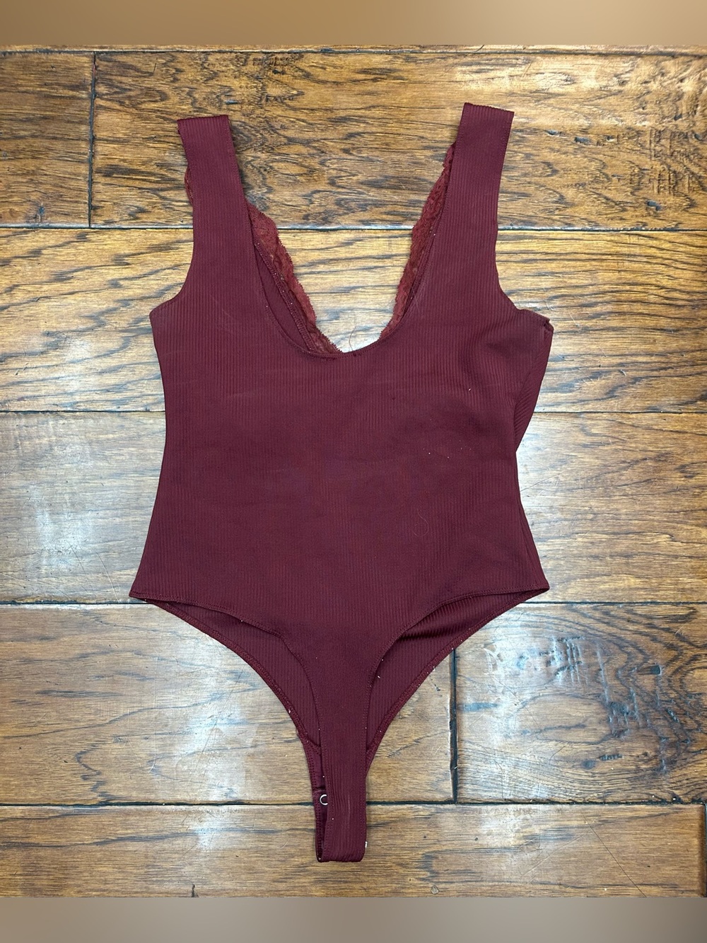 Intimately Free People boho romantic academia Lace-Trim Ribbed Bodysuit - Picture 7 of 7